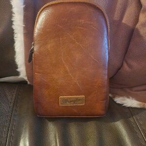 Wrangler Brown Leather Sling Bag for Women